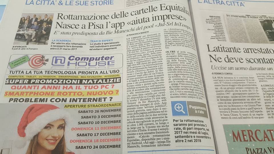 Articolo de La Nazione sul lancio a Pisa dell'applicazione ideata da Ilie Maneschi