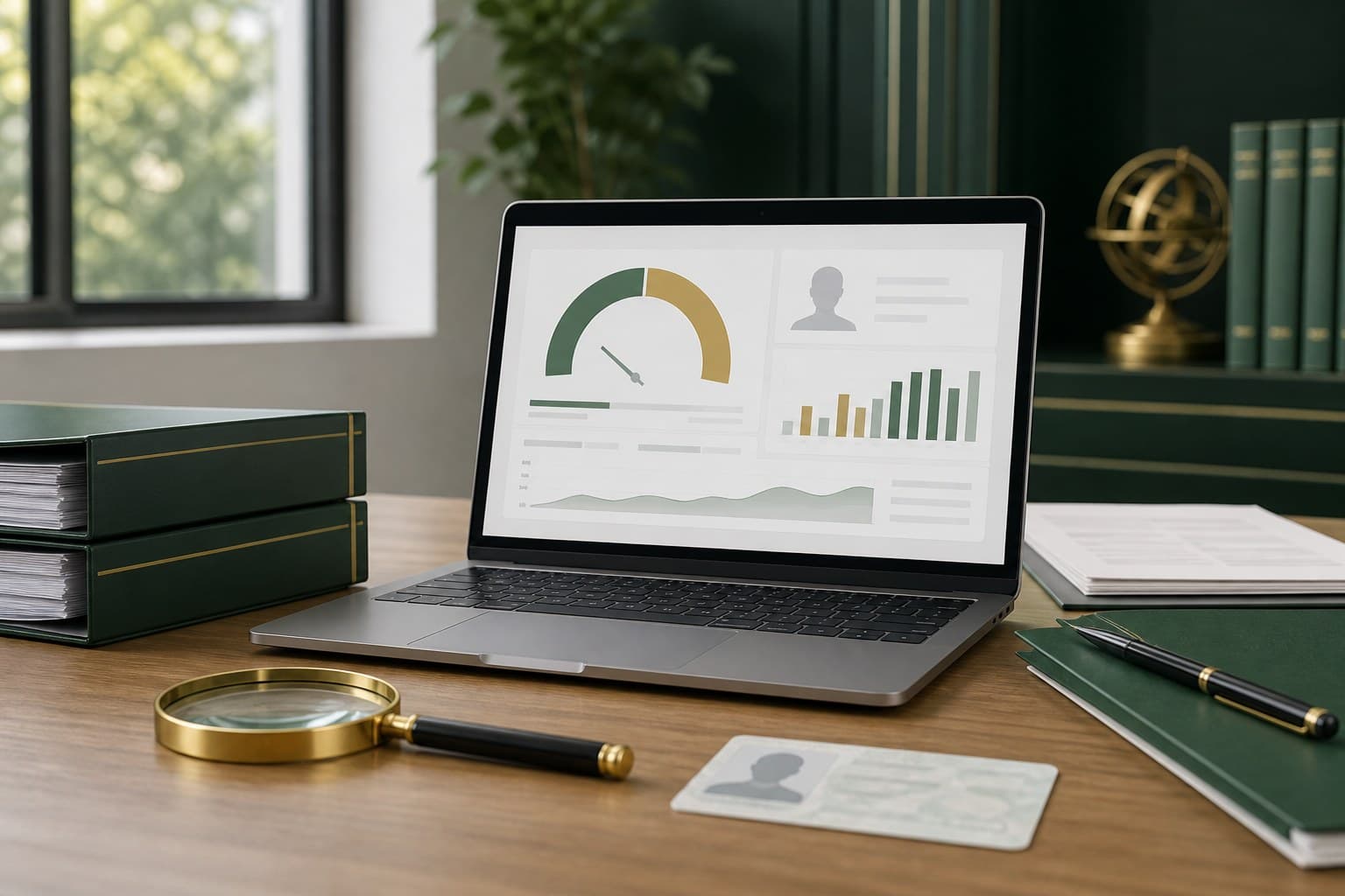 Prospetto finanziario digitale controllato con una lente di ingrandimento